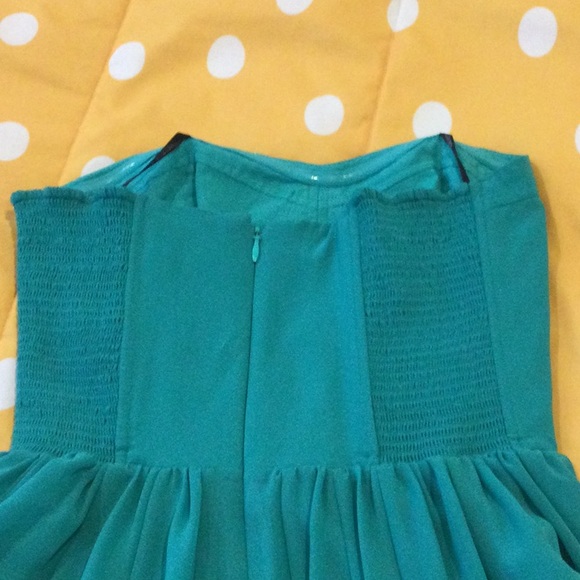 GUESS TEAL STRAPLESS Fit and flare mini DRESS, size 0 - Picture 4 of 5